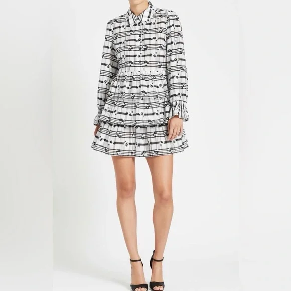 NWOT Baum und Pferdgarten Elegant Black and White Patterned Mini Dress